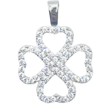 Iced out klaver hanger - 925 zilver -