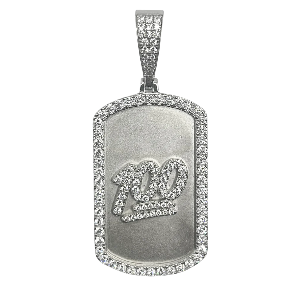 Zilveren 100 plaat hanger - 925 zilver -