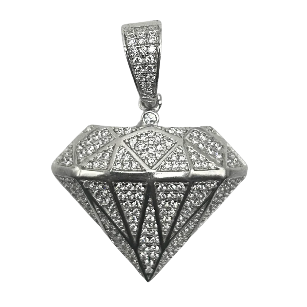 Fully iced diamant hanger - 925 zilver -