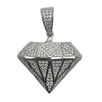 Fully iced diamant hanger - 925 zilver -