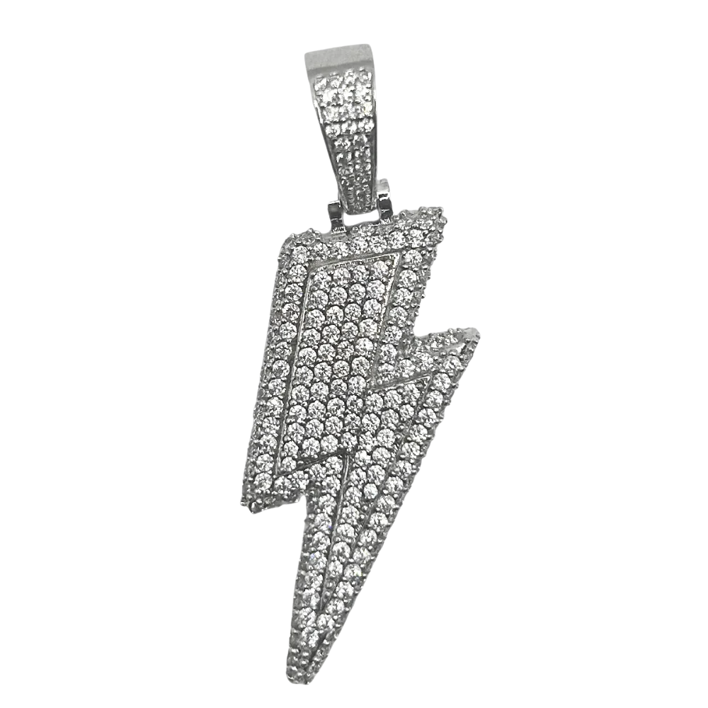 Iced out bliksem hanger - 925 zilver -