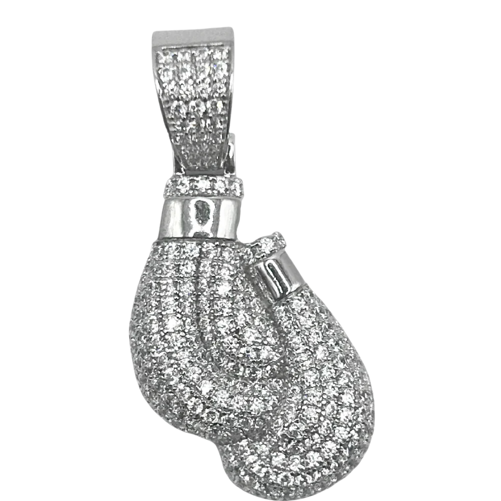 Fully iced out bokshandschoenen hanger - 925 zilver
