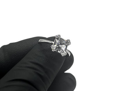 Witte vierkante ring - 925 zilver -