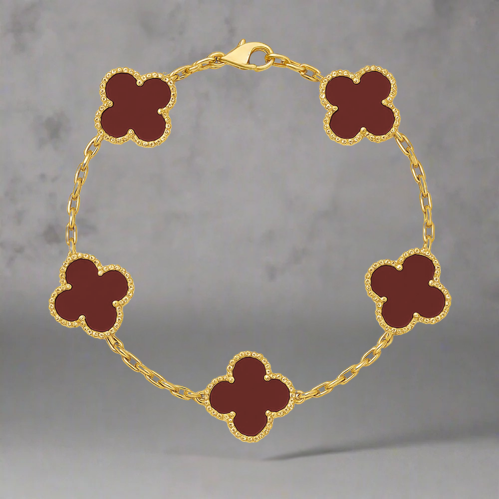 ZILVEREN 18KRT GOLDPATED KLAVER ARMBANDEN - 925 ZILVER -