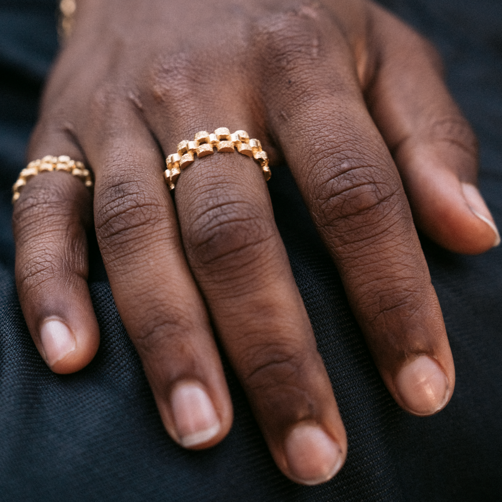 18k gold-plated chain ring - 925 sterling silver -