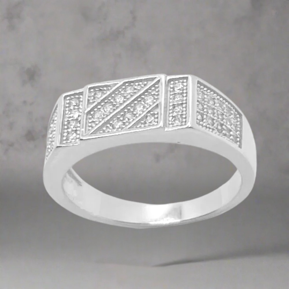 Silver block ring