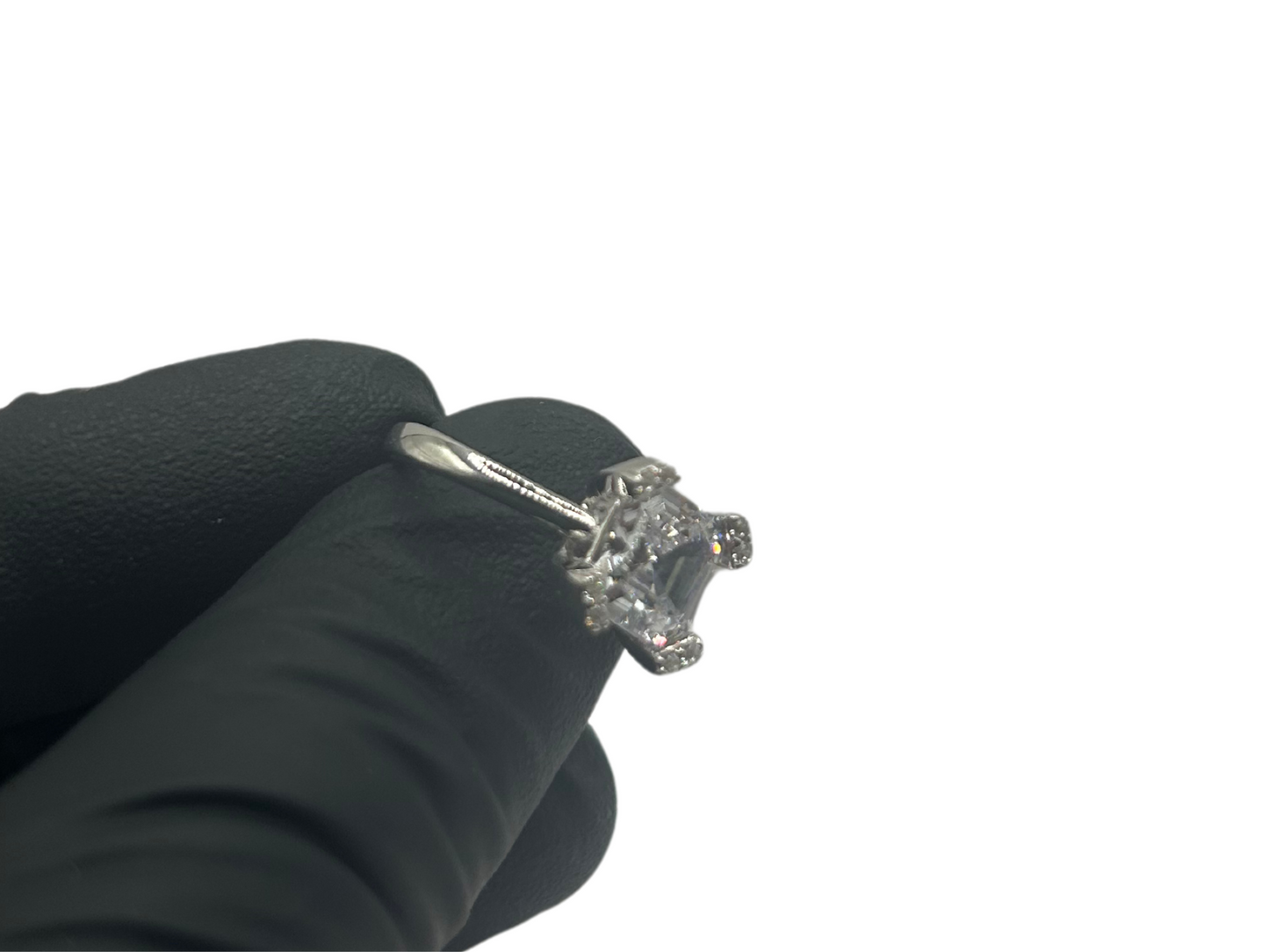Witte vierkante ring - 925 zilver -