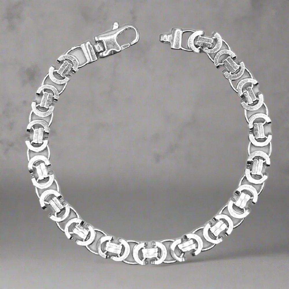 ZILVEREN PLATTE KONINGSARMBAND - 925 ZILVER -