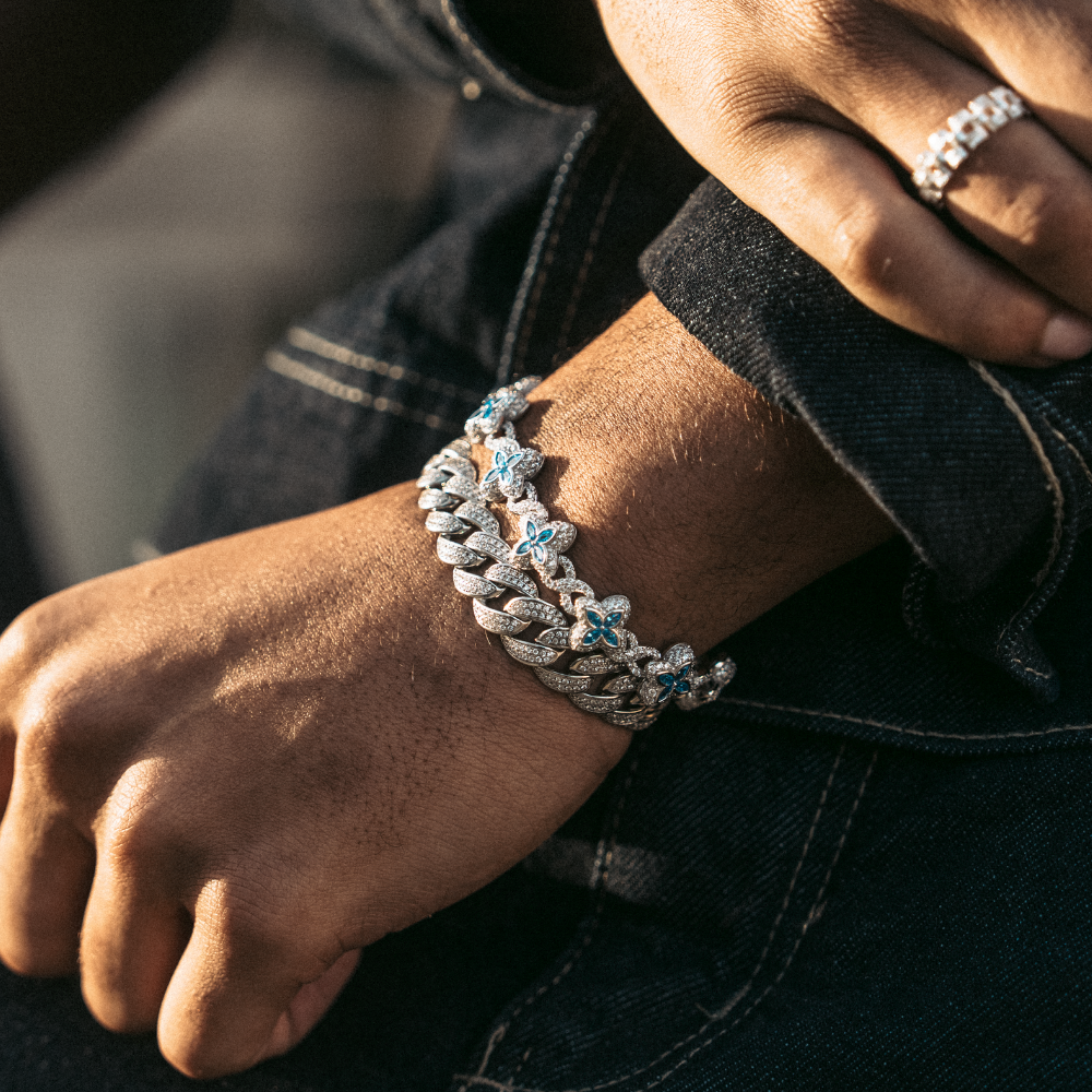 ICED OUT 'KLAVER ARMBAND XII - 925 ZILVER -