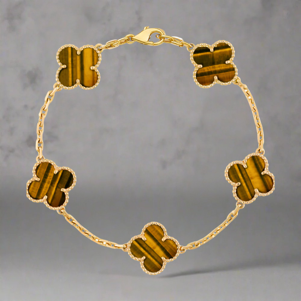 ZILVEREN 18KRT GOLDPATED KLAVER ARMBANDEN - 925 ZILVER -