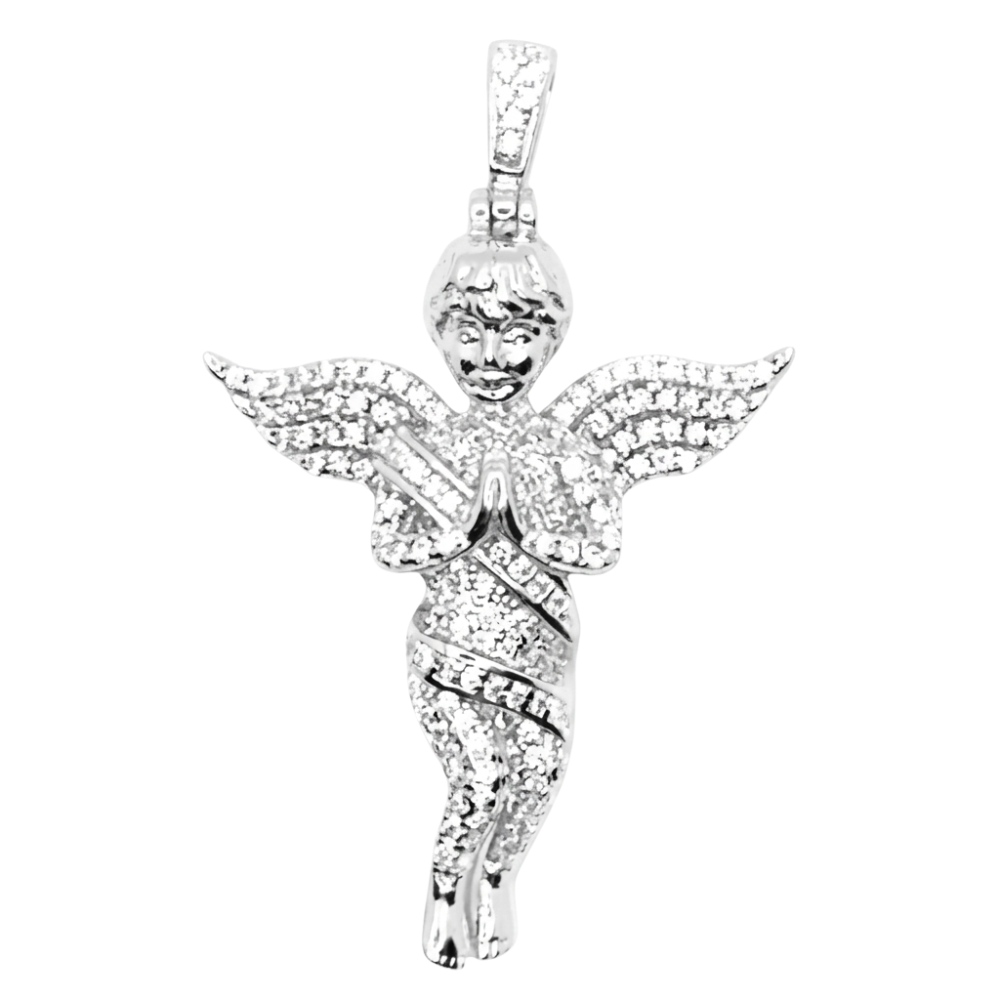 Iced out engel hanger - 925 zilver -