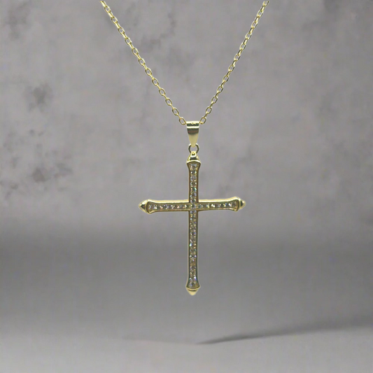 GOLDPATED ICED OUT KRUIS KETTING L - 925 ZILVER -