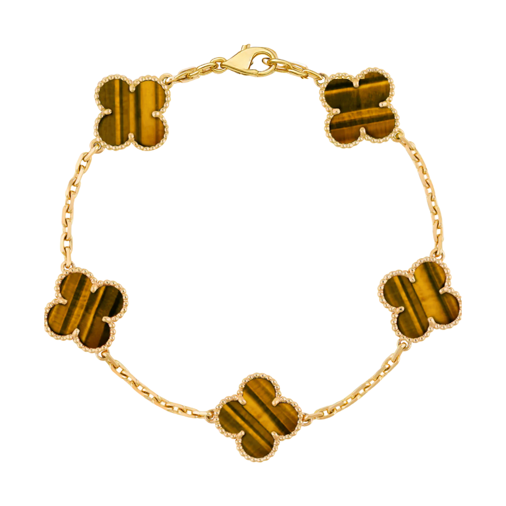 ZILVEREN 18KRT GOLDPATED KLAVER ARMBANDEN - 925 ZILVER -