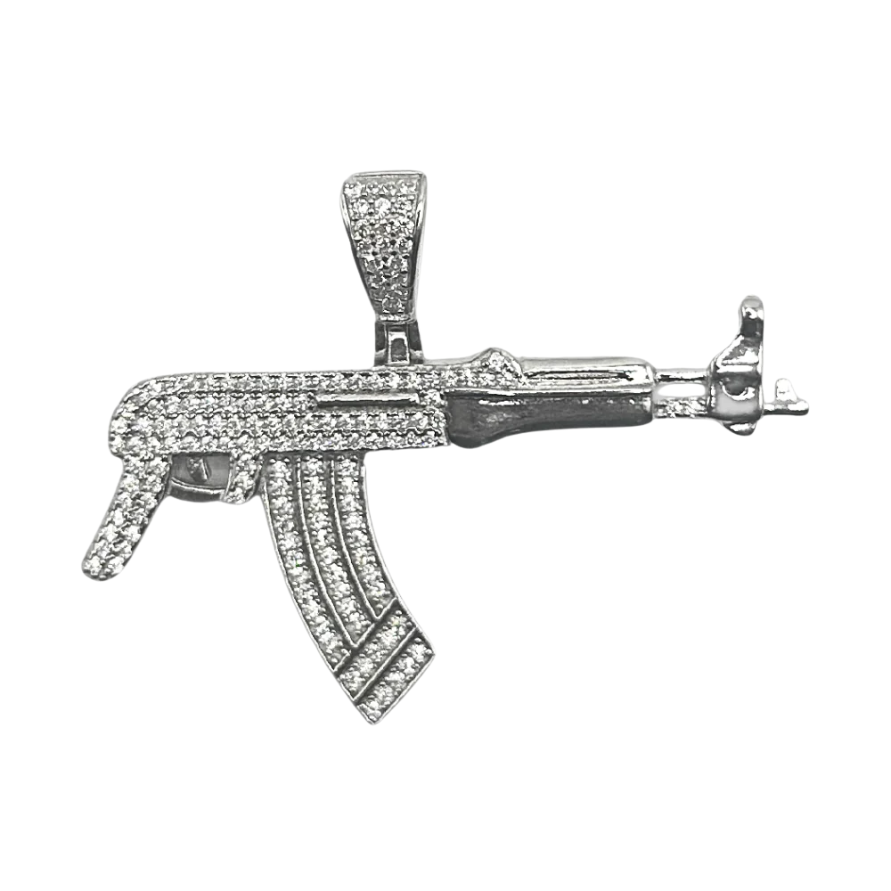 AK47 wapen hanger iced out - 925 zilver -