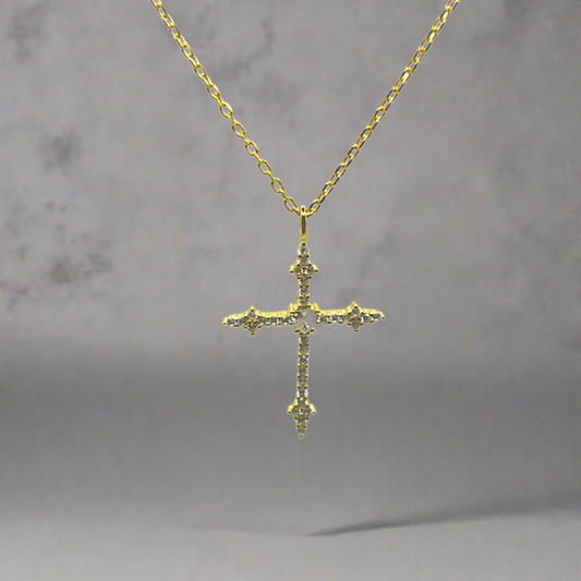 GOLDPATED ICED OUT KRUIS KETTING M - 925 ZILVER -