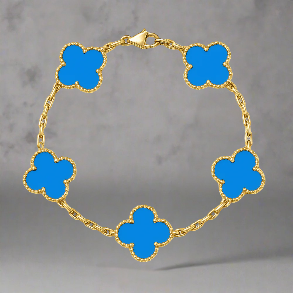 ZILVEREN 18KRT GOLDPATED KLAVER ARMBANDEN - 925 ZILVER -