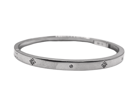 Silver floral oval bracelet