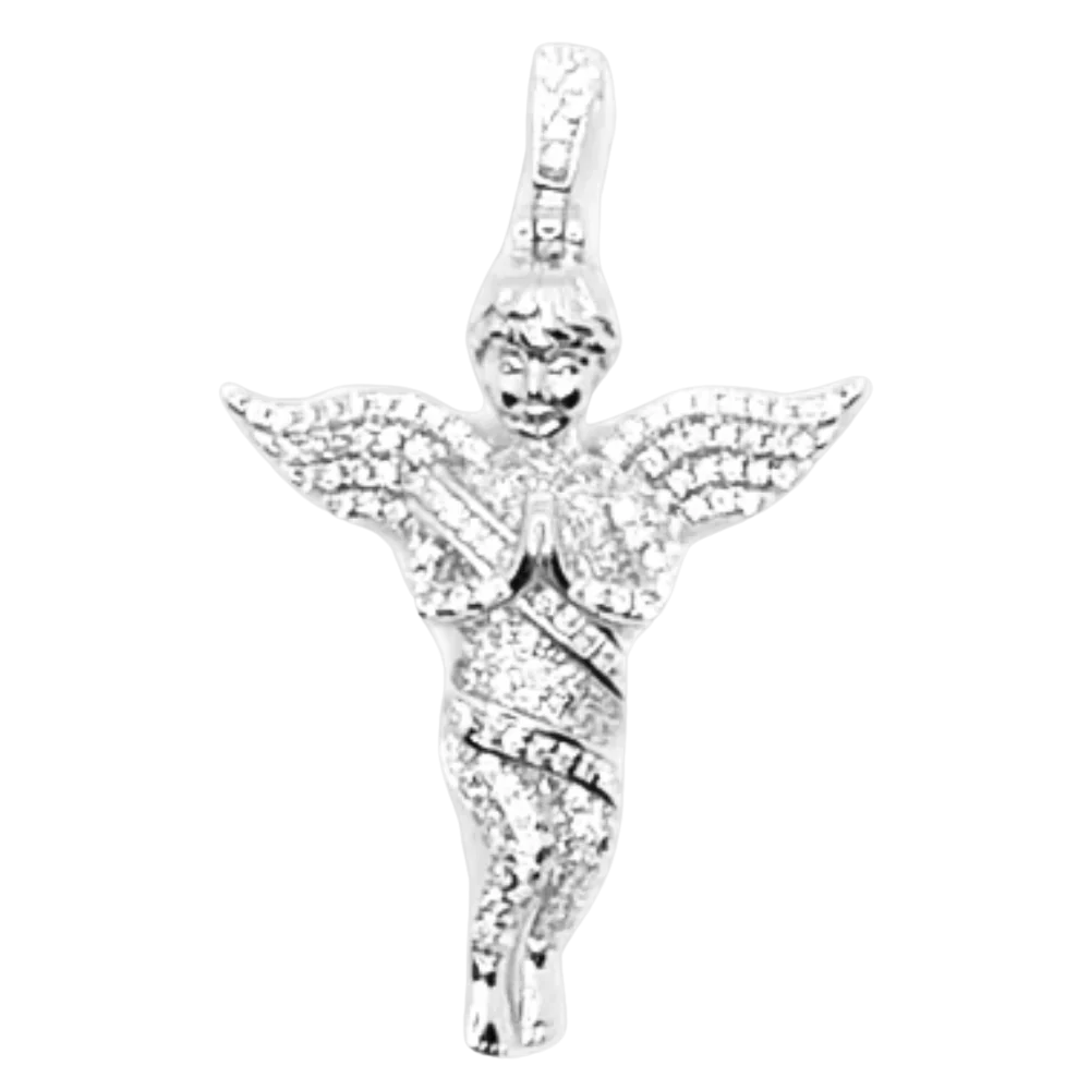 Iced out engel hanger - 925 zilver -
