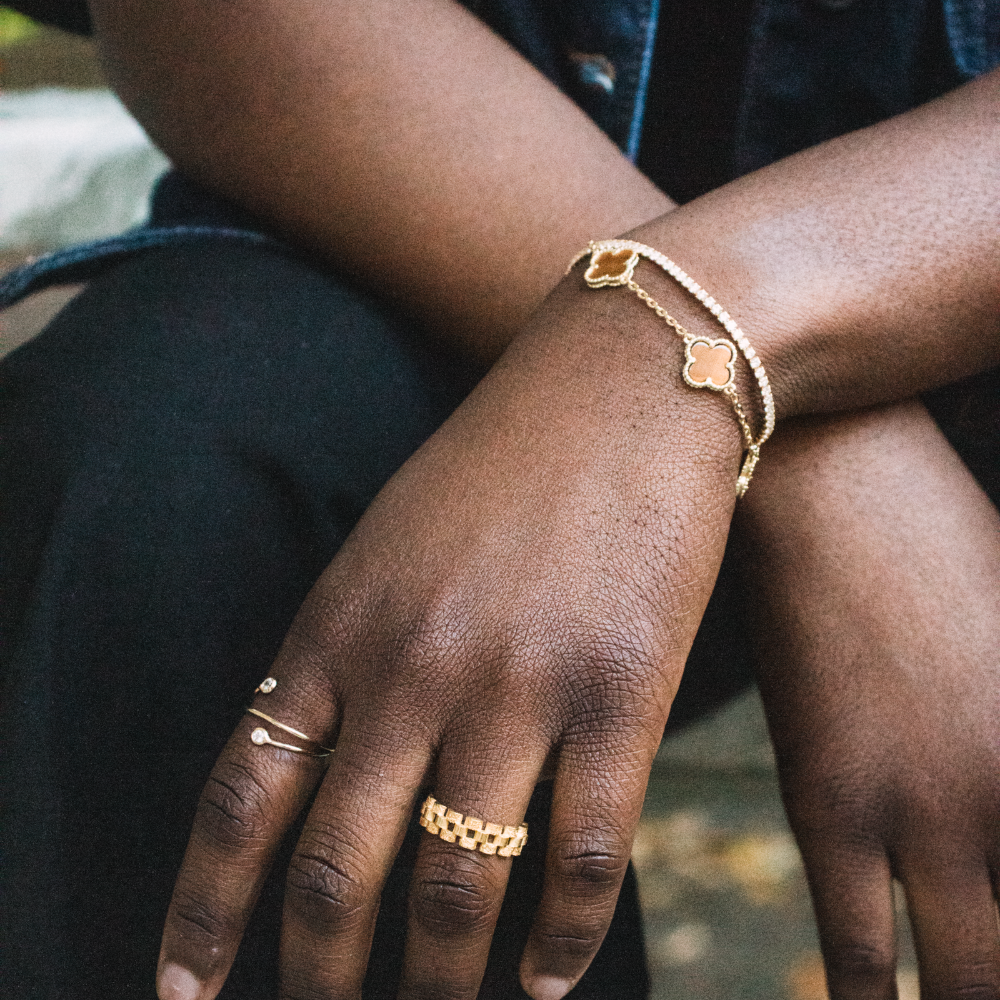 18k gold-plated chain ring + DIAMOND CUT - 925 sterling silver -