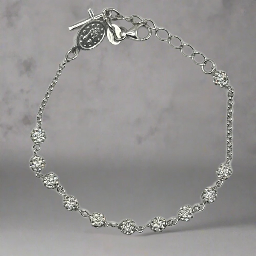 ZILVEREN ROZENKRAND ARMBAND ICED OUT - 925 ZILVER -