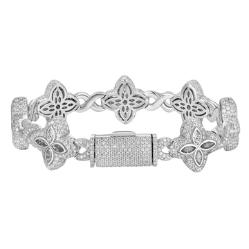 ICED OUT 'KLAVER ARMBAND XII - 925 ZILVER -