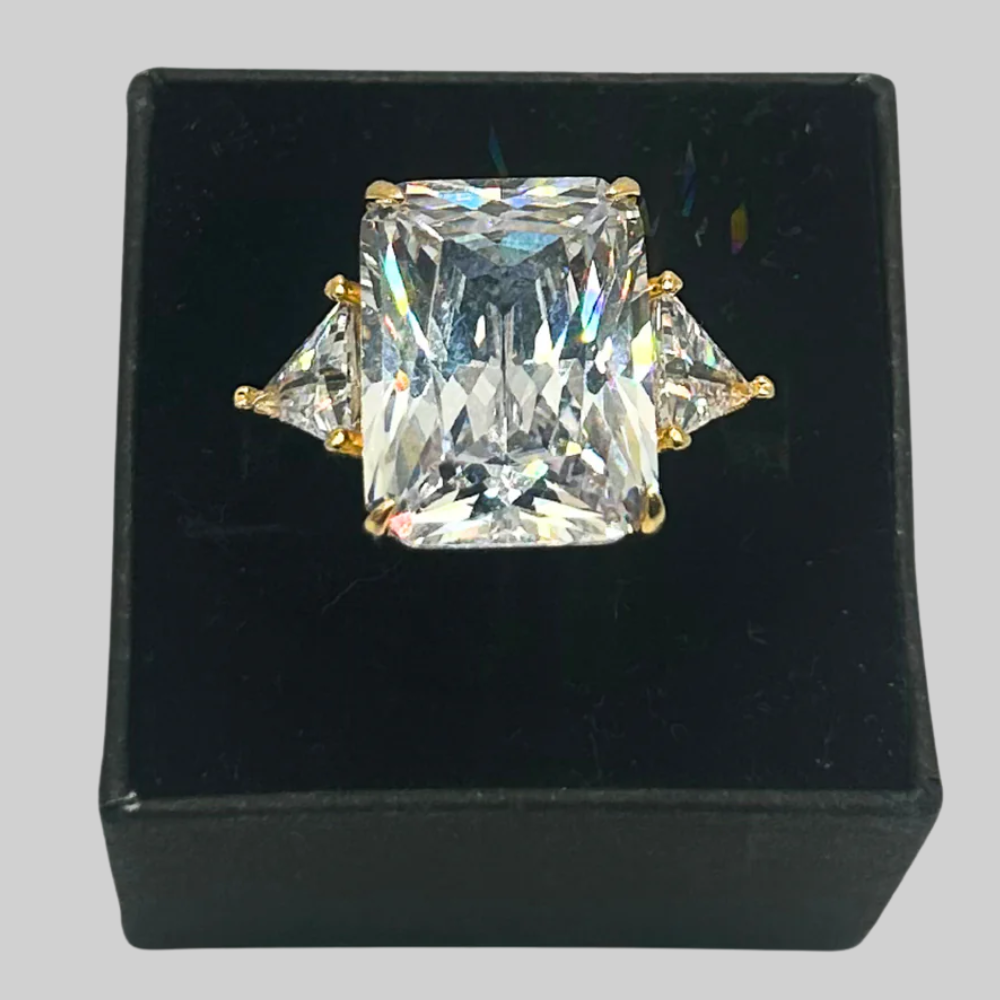 Witte gouden kroon ring - 925 zilver -