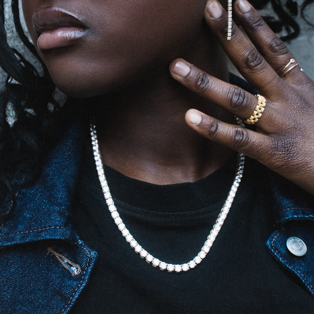 GOUDEN ICED OUT TENNIS CHAIN - 925 ZILVER -