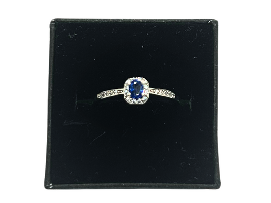 Blauwe steen zirkonia dames ring - 925 zilver -