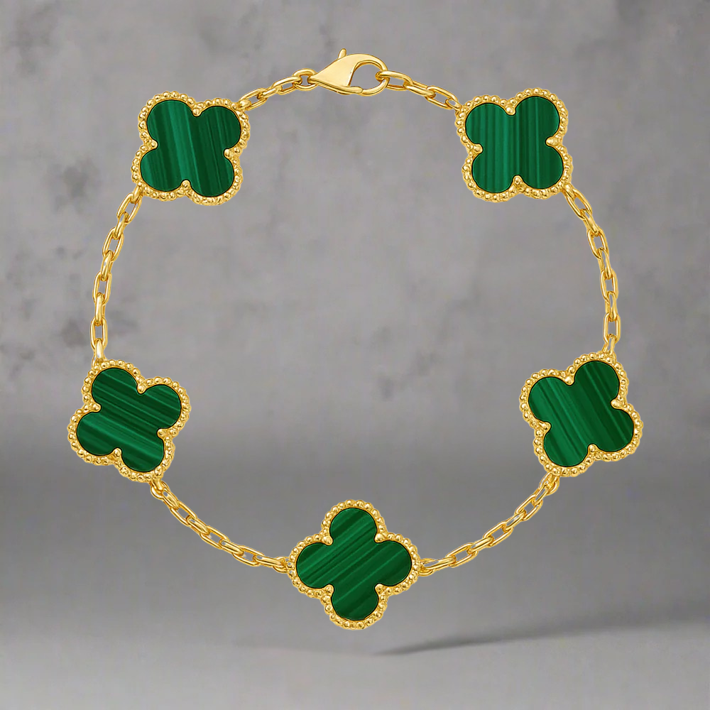 ZILVEREN 18KRT GOLDPATED KLAVER ARMBANDEN - 925 ZILVER -