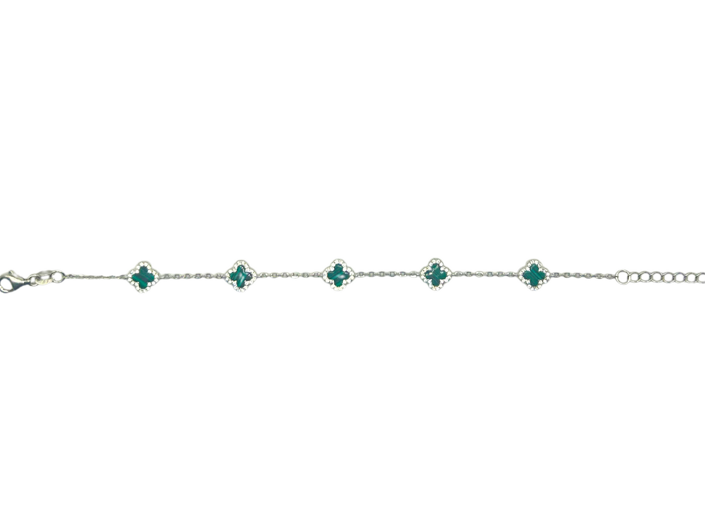 Groene klaver armband - 925 zilver -