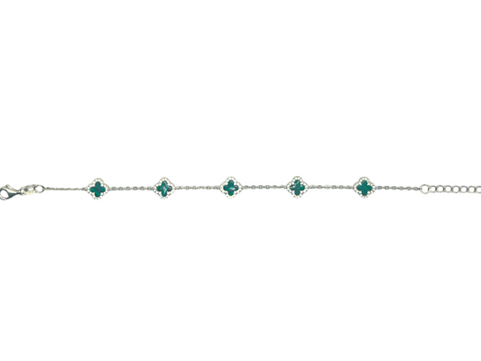 Groene klaver armband - 925 zilver -
