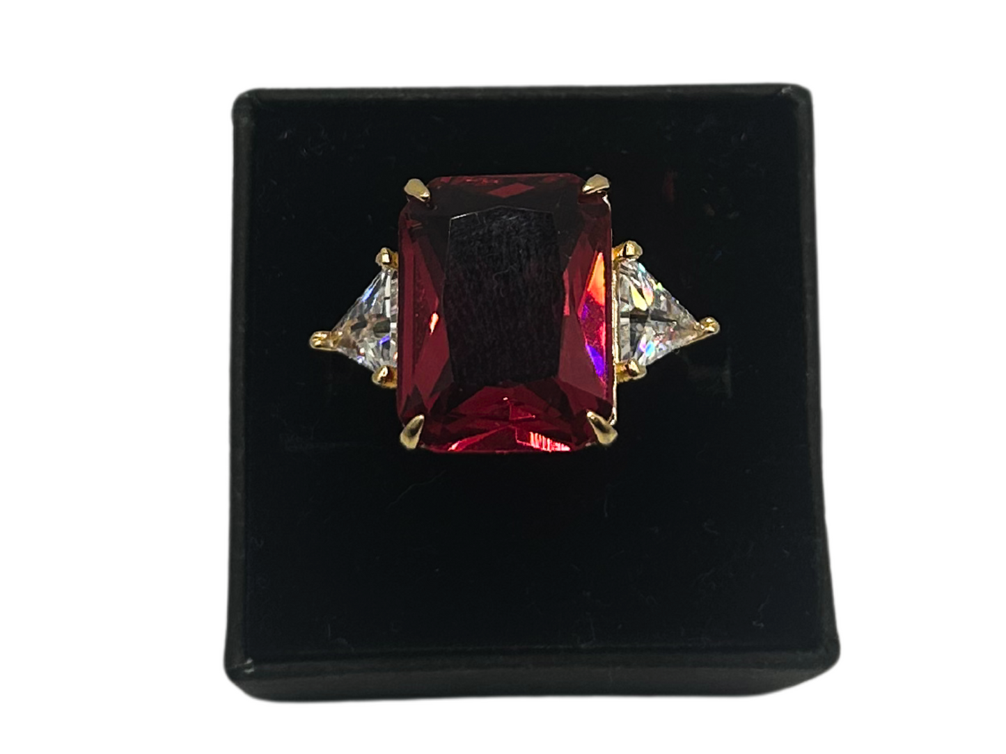 Rode gouden kroon ring - 925 zilver -