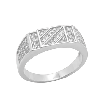 ZILVEREN ICED OUT 'PRESIDENTIAL' RING - 925 ZILVER -
