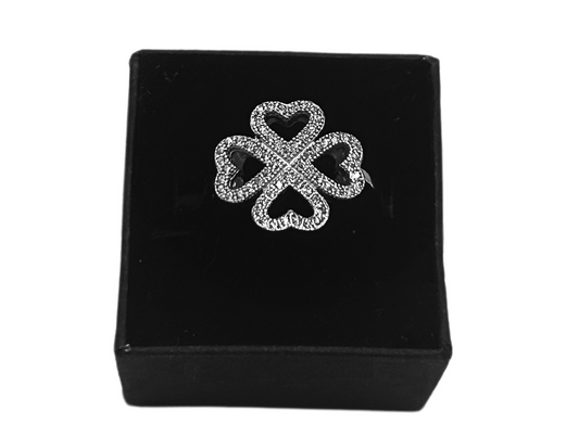 Klaver ring iced out - 925 zilver -
