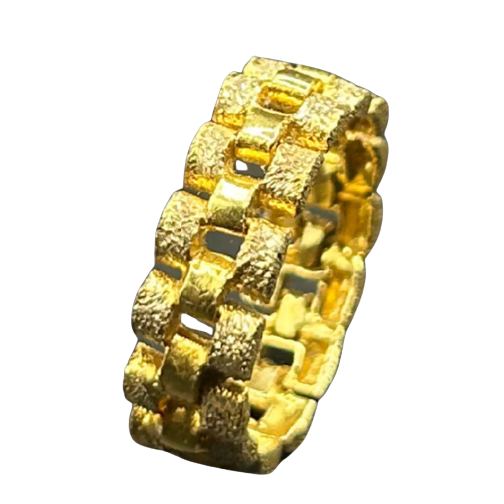 14 KARAAT 'SCHAKEL' RING - 14 KARAAT GOUD -