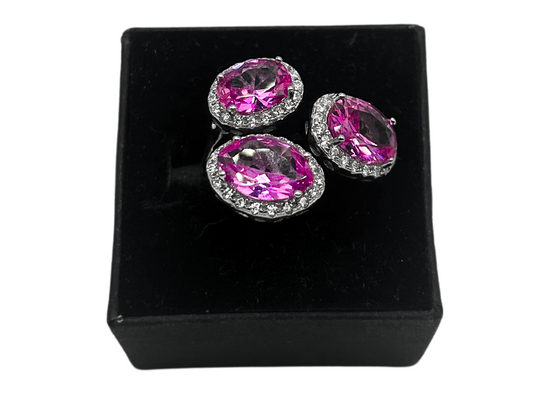 Roze ovale ring - 925 zilver -