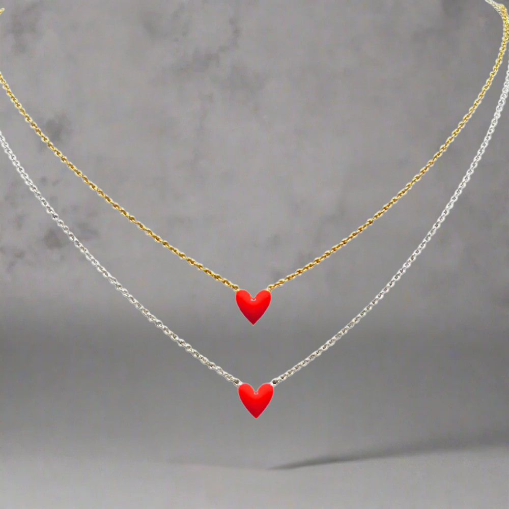 Zilveren rode hartje set - 925 zilver
