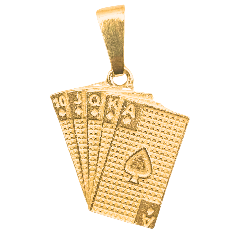 Zilveren 18krt goldpated speelkaarten hanger - 925 zilver -