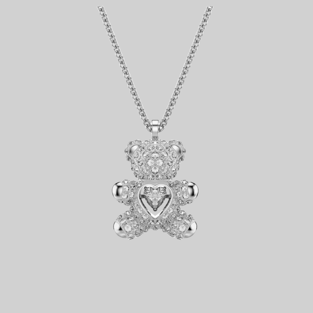Silver teddy bear necklace