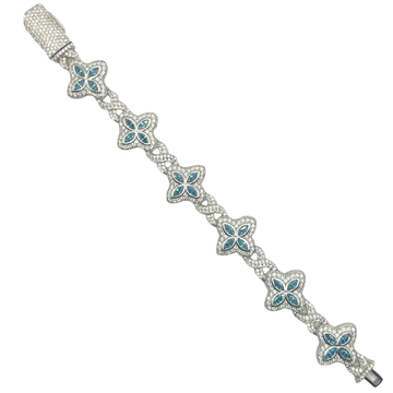 ICED OUT MOISSANITE BLAUW KLAVER ARMBAND - 925 ZILVER -