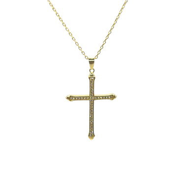 GOLDPATED ICED OUT KRUIS KETTING L - 925 ZILVER -