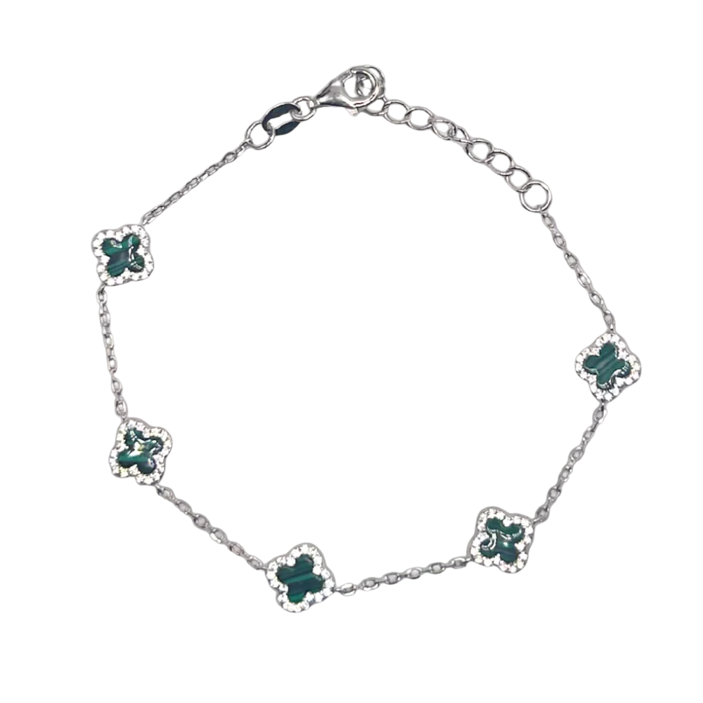 Groene klaver armband - 925 zilver -