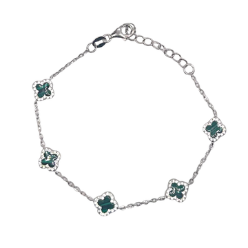 Groene klaver armband - 925 zilver -