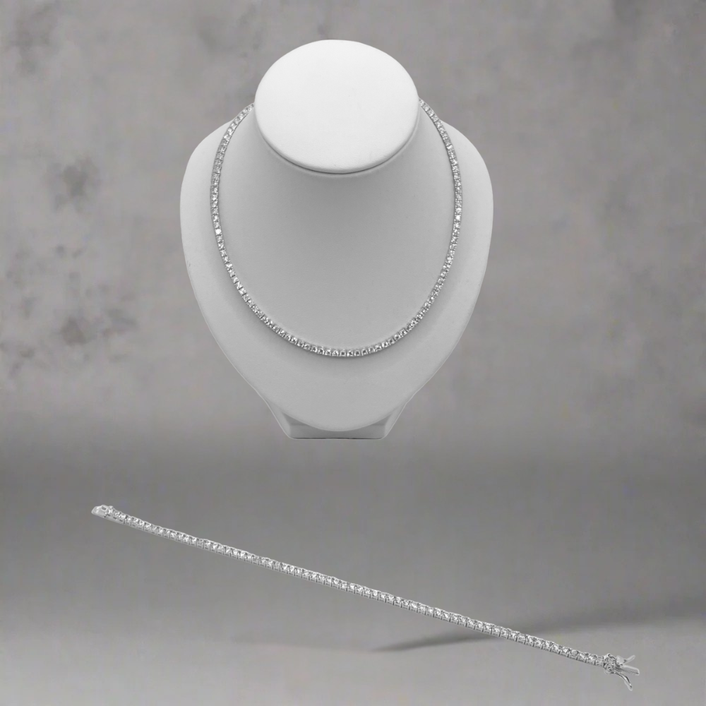 Zilveren 4MM tennis set - 925 zilver -