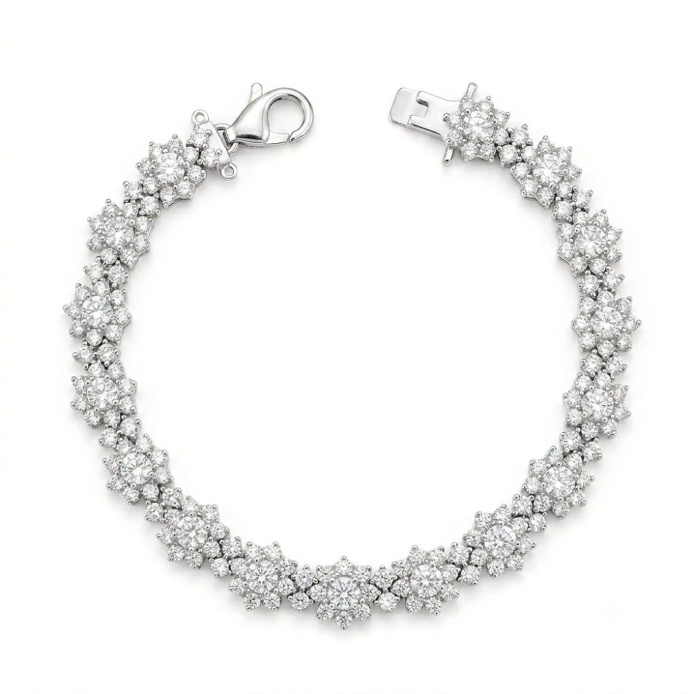 ICED OUT 'FLOWER' ARMBAND - 925 ZILVER -