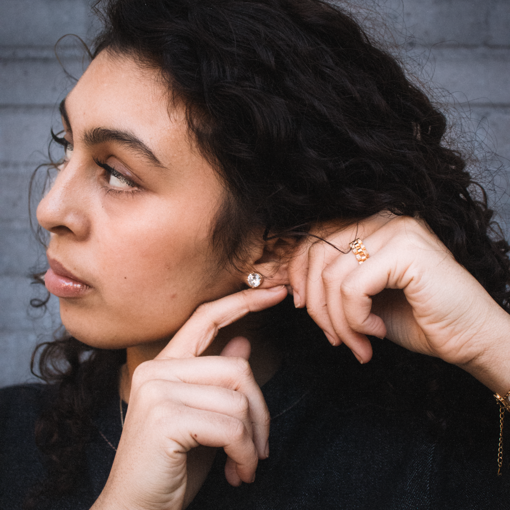 ZILVEREN GOLDPATED ZIRKONIA OORBELLEN - 925 ZILVER -