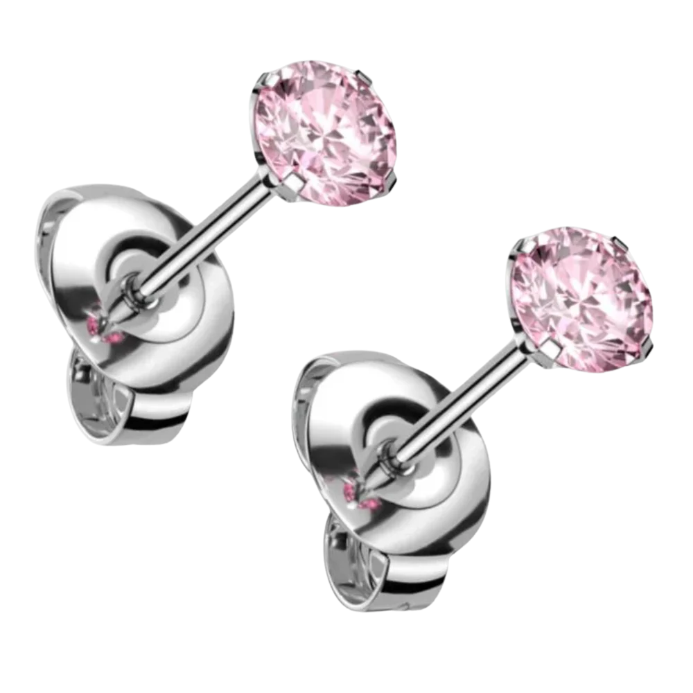 Zilveren roze zirkonia oorbellen - 925 zilver -