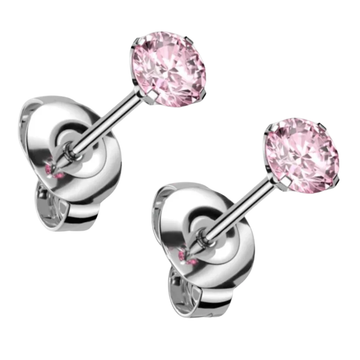 Zilveren roze zirkonia oorbellen - 925 zilver -