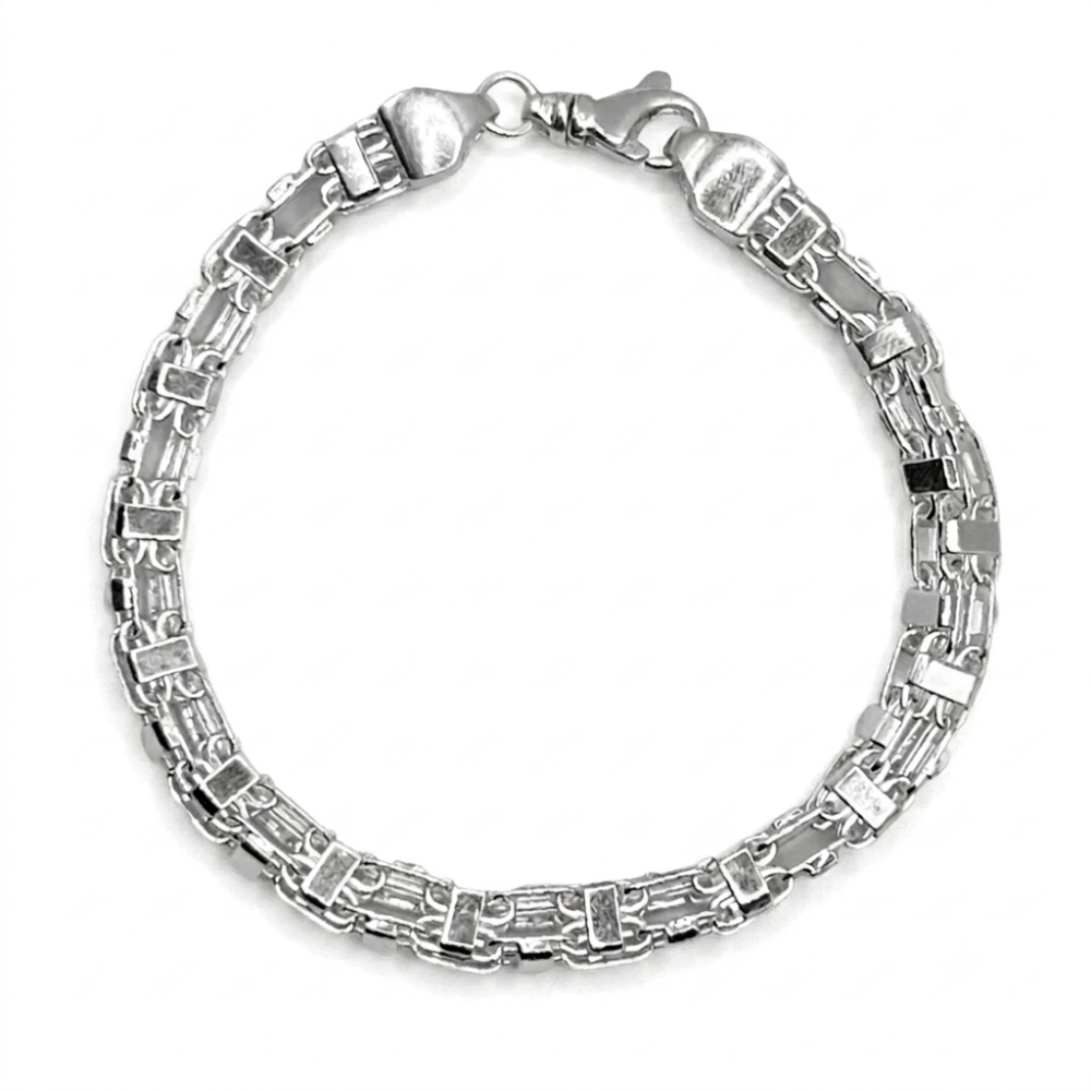ZILVEREN 6 MM MASSIEVE BLOK ARMBAND - 925 ZILVER -