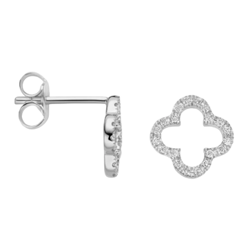 Zilveren klaver oorbellen - 925 zilver -